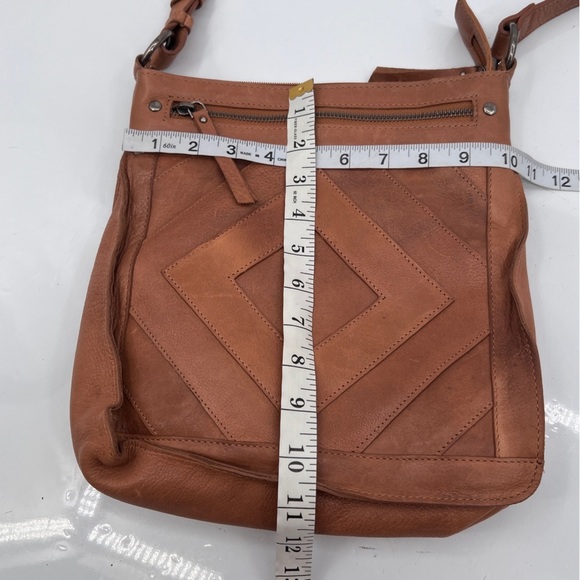 Lucky Brand Brown Leather Geometric Design Shoulder Purse - Picture 7 of 8